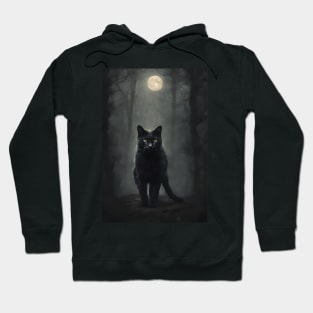 Black Cat in a Dark Forest Vintage Hoodie